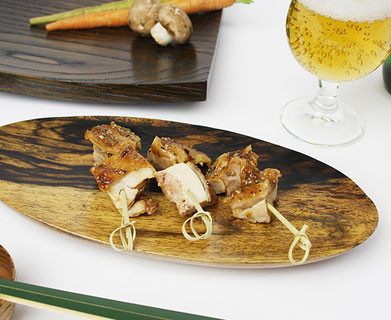 【黒柿】山水長手皿