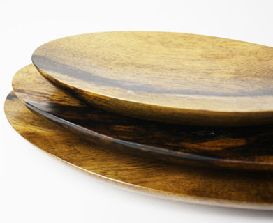 【黒柿】山水長手皿