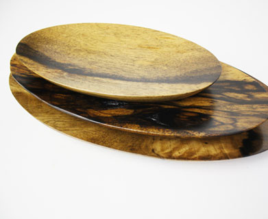 【黒柿】山水長手皿